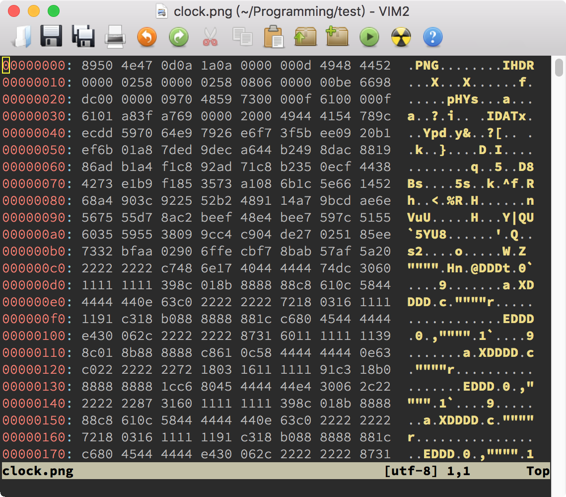 使用了 xxd 语法加亮的效果 Fig13.1